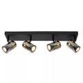 Foco metal negro vidrio humo 56x12,8 cm cuatro luces GU10 - LUFO0044