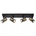 Foco metal negro vidrio humo 56x12,8 cm cuatro luces GU10 - LUFO0044