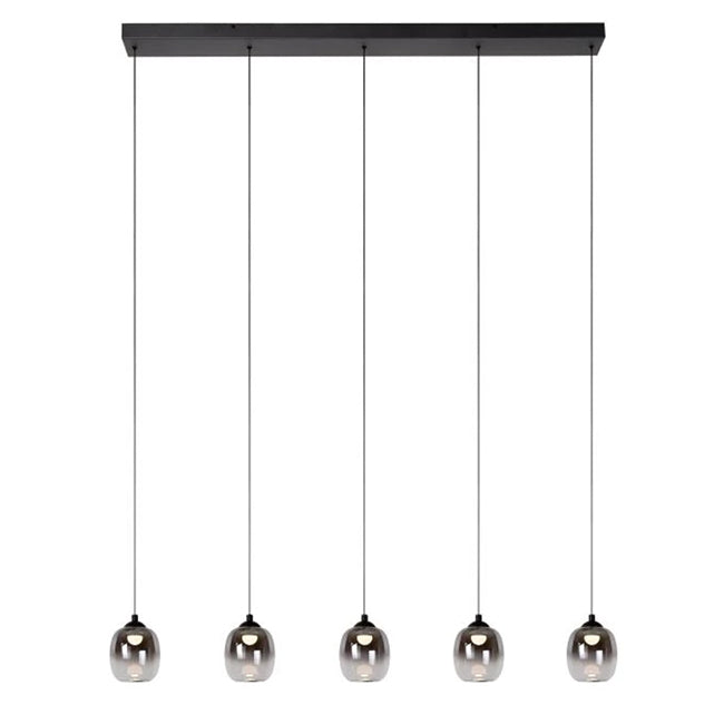 Lámpara de vidrio humo metal metal negro 5x5,6 W LED - LULC0310