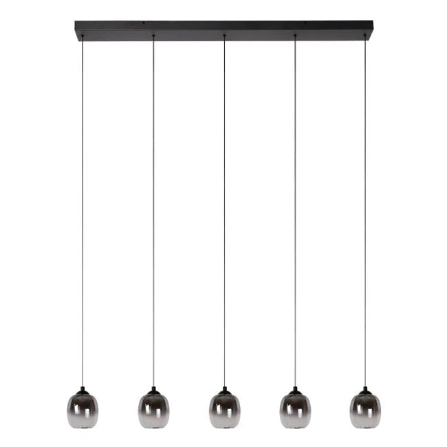 Lámpara de vidrio humo metal metal negro 5x5,6 W LED - LULC0310