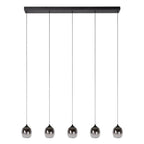 Lámpara de vidrio humo metal metal negro 5x5,6 W LED - LULC0310