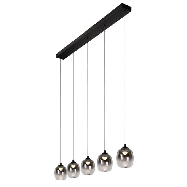Lámpara de vidrio humo metal metal negro 5x5,6 W LED - LULC0310