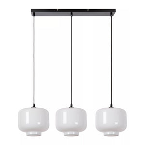 Lámpara colgante metal vidrio negro blanco 90x1,597 cm 3 luces E27 - LULC0224