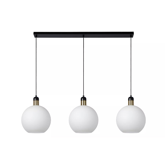 Lámpara colgante metal vidrio bronce negro opal 1,23 mt. 3 luces E27 - LULC0229