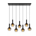 Lámpara colgante metal negro vidrio humo 1,30x1,50 mt. 7 luces E27 - LULC0233