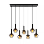 Lámpara colgante metal negro vidrio humo 1,30x1,50 mt. 7 luces E27 - LULC0233