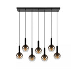Lámpara colgante metal negro vidrio humo 1,30x1,50 mt. 7 luces E27 - LULC0233