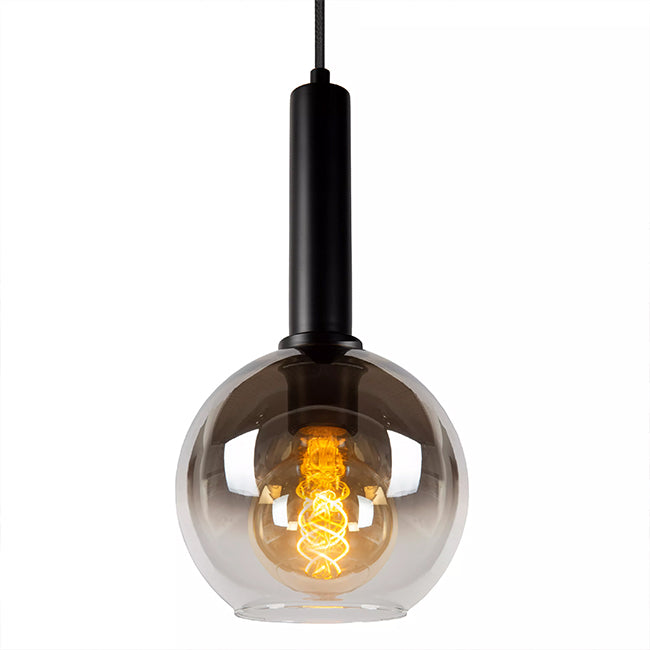 Lámpara colgante metal negro vidrio humo 1,30x1,50 mt. 7 luces E27 - LULC0233