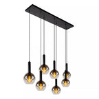 Lámpara colgante metal negro vidrio humo 1,30x1,50 mt. 7 luces E27 - LULC0233