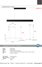 Lámpara colgante metal negro 1,19 mt. LED 36W - LULC0234