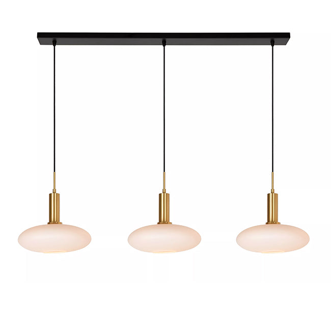 Lámpara colgante metal bronce vidrio opal 126x24,4 cm 3 luces E27 - LULC0259