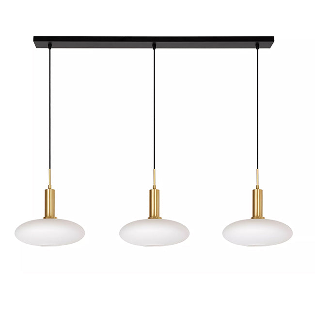 Lámpara colgante metal bronce vidrio opal 126x24,4 cm 3 luces E27 - LULC0259