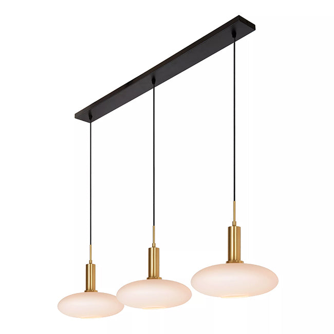 Lámpara colgante metal bronce vidrio opal 126x24,4 cm 3 luces E27 - LULC0259