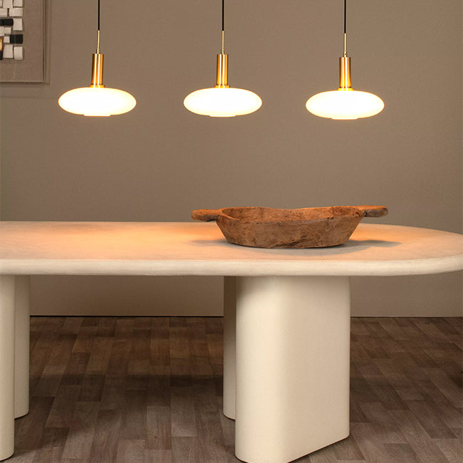 Lámpara colgante metal bronce vidrio opal 126x24,4 cm 3 luces E27 - LULC0259