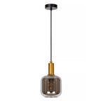 Lámpara colgante metal bronce vidrio humo Ø 16x16 cm E27 - LULC0261