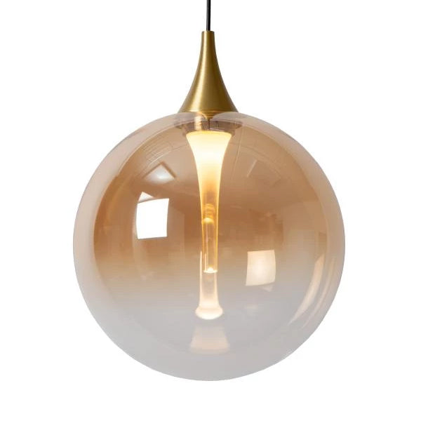 Lámpara colgante vidrio ámbar metal negro dorado Ø 160 cm LED 5W - LULC0278