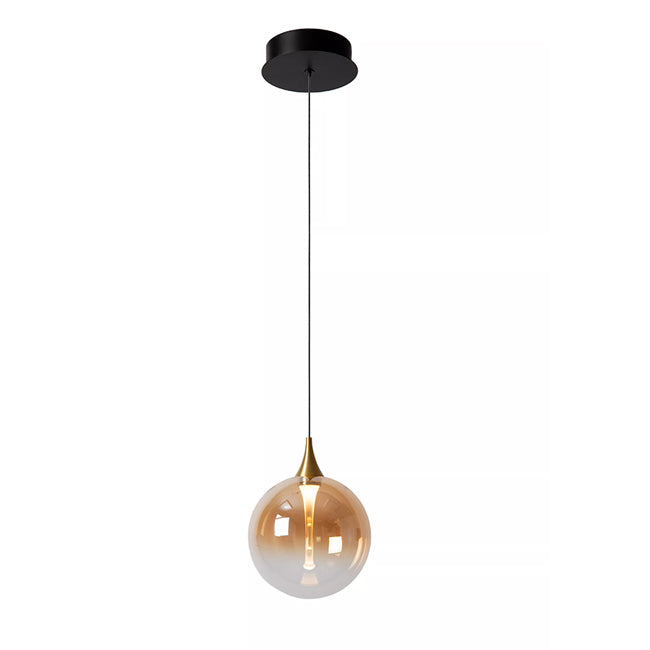 Lámpara colgante vidrio ámbar metal negro dorado Ø 160 cm LED 5W - LULC0278
