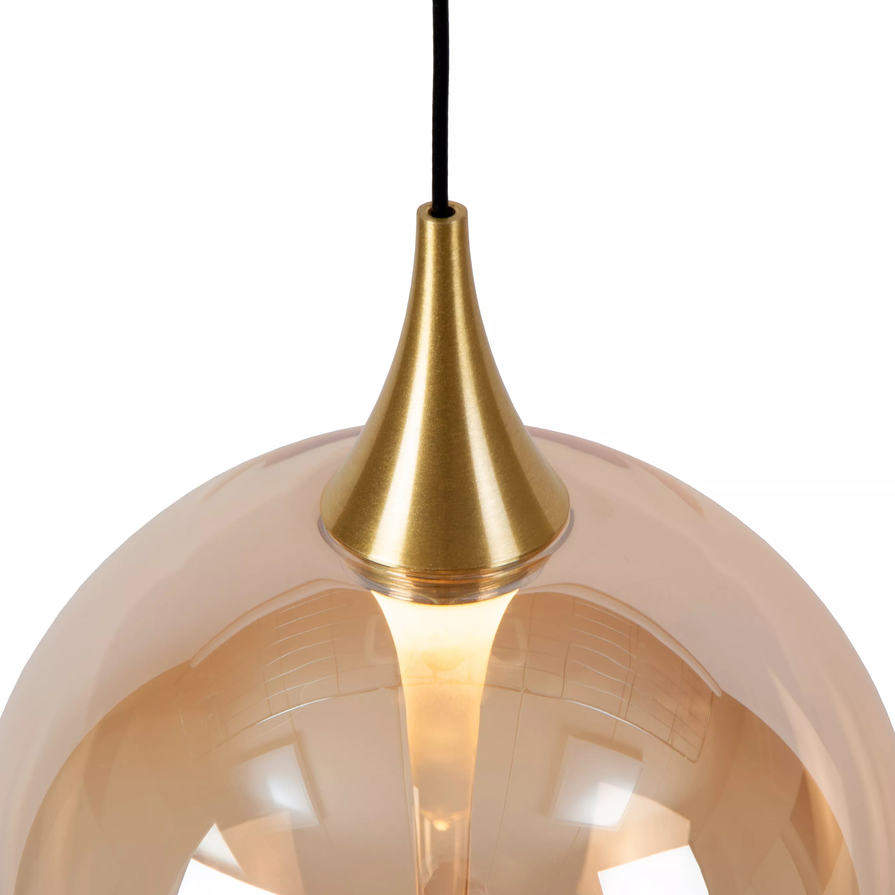 Lámpara colgante vidrio ámbar metal negro dorado Ø 160 cm LED 5W - LULC0278