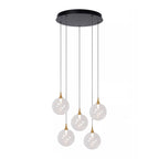 Lámpara colgante vidrio metal negro dorado Ø48 cm LED 5x3.8W - LULC0279