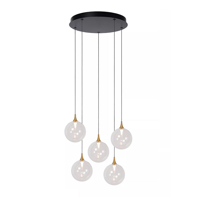 Lámpara colgante vidrio metal negro dorado Ø48 cm LED 5x3.8W - LULC0279