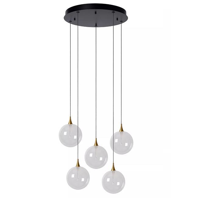 Lámpara colgante vidrio metal negro dorado Ø48 cm LED 5x3.8W - LULC0279
