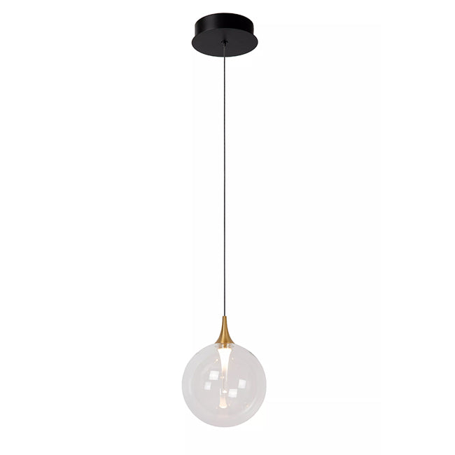 Lámpara colgante vidrio transaperente metal negro dorado Ø 16 cm LED 5W - LULC0280