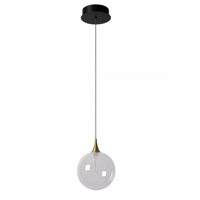 Lámpara colgante vidrio transaperente metal negro dorado Ø 16 cm LED 5W - LULC0280