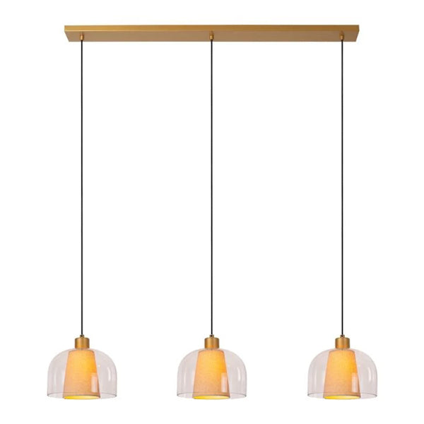 Lámpara colgante vidrio tela metal 1,22 cm 3 luces E27 - LULC0284