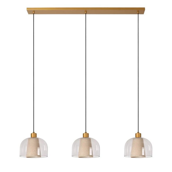 Lámpara colgante vidrio tela metal 1,22 cm 3 luces E27 - LULC0284