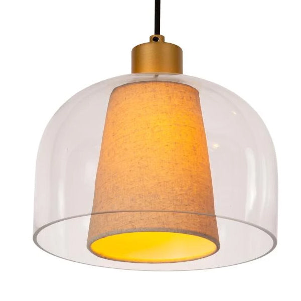 Lámpara colgante vidrio tela metal 1,22 cm 3 luces E27 - LULC0284