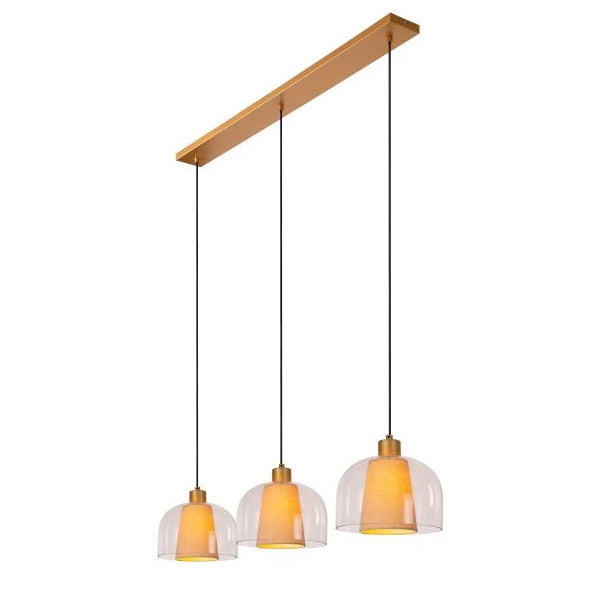 Lámpara colgante vidrio tela metal 1,22 cm 3 luces E27 - LULC0284