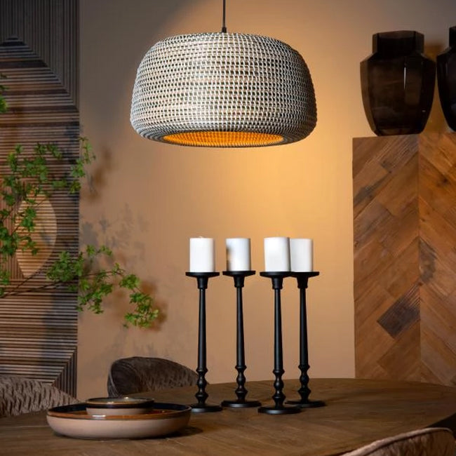 Lámpara colgante metal hierba marina marrón Ø47 cm E27 -  LULC0285