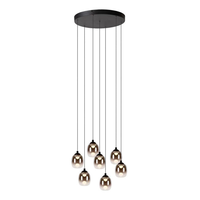 Lámpara de vidrio humo metal metal negro 7x7W LED - LULC0290