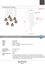 Lámpara de vidrio humo metal metal negro 7x7W LED - LULC0290