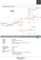 Lámpara colgante metal policloruro de vinilo dorado 1,60 cm LED 54W - LULC0292