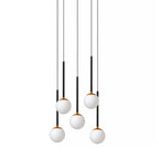 Lámpara aluminio acrílico negro dorado opal Ø41,9 cm LED 5 luces 8,2 W - LULC0293