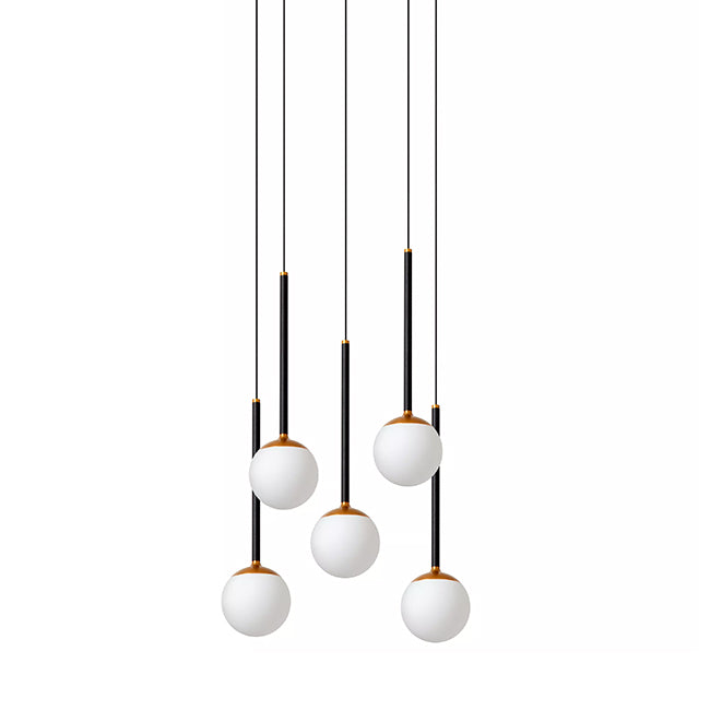 Lámpara aluminio acrílico negro dorado opal Ø41,9 cm LED 5 luces 8,2 W - LULC0293