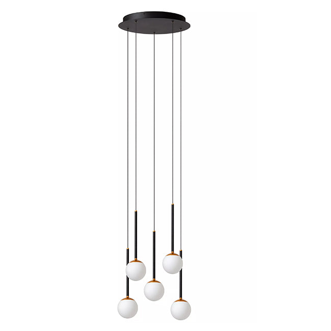 Lámpara aluminio acrílico negro dorado opal Ø41,9 cm LED 5 luces 8,2 W - LULC0293