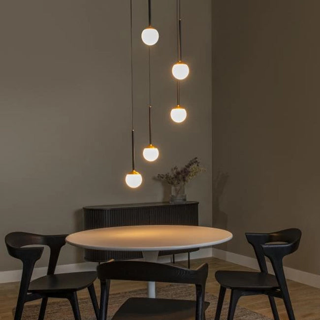 Lámpara aluminio acrílico negro dorado opal Ø41,9 cm LED 5 luces 8,2 W - LULC0293