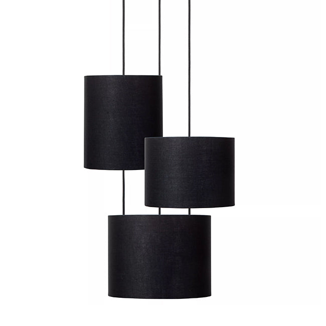 Lámpara colgante metal algodón negro 3 luces Ø46 cm  E27 - LULC0300
