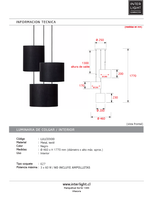 Lámpara colgante metal algodón negro 3 luces Ø46 cm  E27 - LULC0300