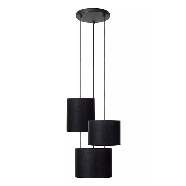 Lámpara colgante metal algodón negro 3 luces Ø46 cm  E27 - LULC0300