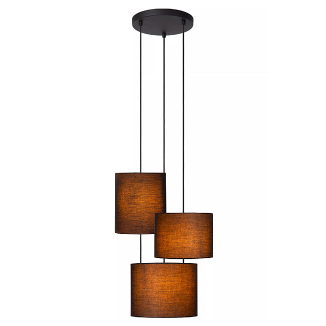 Lámpara colgante metal algodón negro 3 luces Ø46 cm  E27 - LULC0300