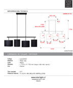 Lámpara colgante metal tela 107 cm 4 luces E27 - LULC0301