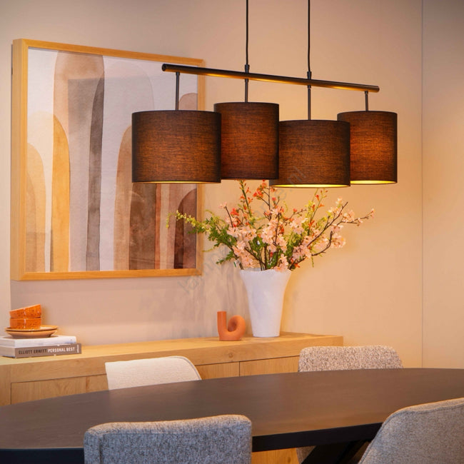 Lámpara colgante metal tela 107 cm 4 luces E27 - LULC0301
