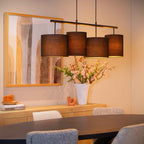 Lámpara colgante metal tela 107 cm 4 luces E27 - LULC0301