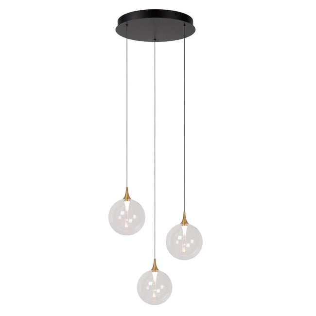 Lámpara colgante metal vidrio  tres luces de 43W cada una LED - LULC0311