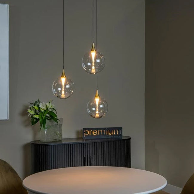 Lámpara colgante metal vidrio  tres luces de 43W cada una LED - LULC0311