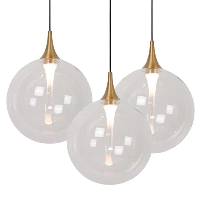 Lámpara colgante metal vidrio  tres luces de 43W cada una LED - LULC0311