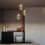 Lámpara colgante metal vidrio  tres luces de 43W cada una LED - LULC0311